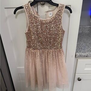GAP Girls Sequin Tank Dress - Rose Gold